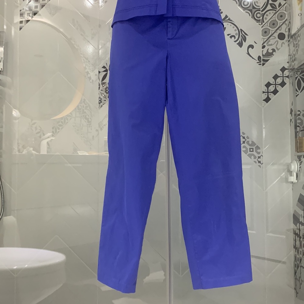 Made in🇧🇬Two Pieces VTG 90’ Royal Blue Cotton Blend Top and Pants Set - Picture 6 of 15